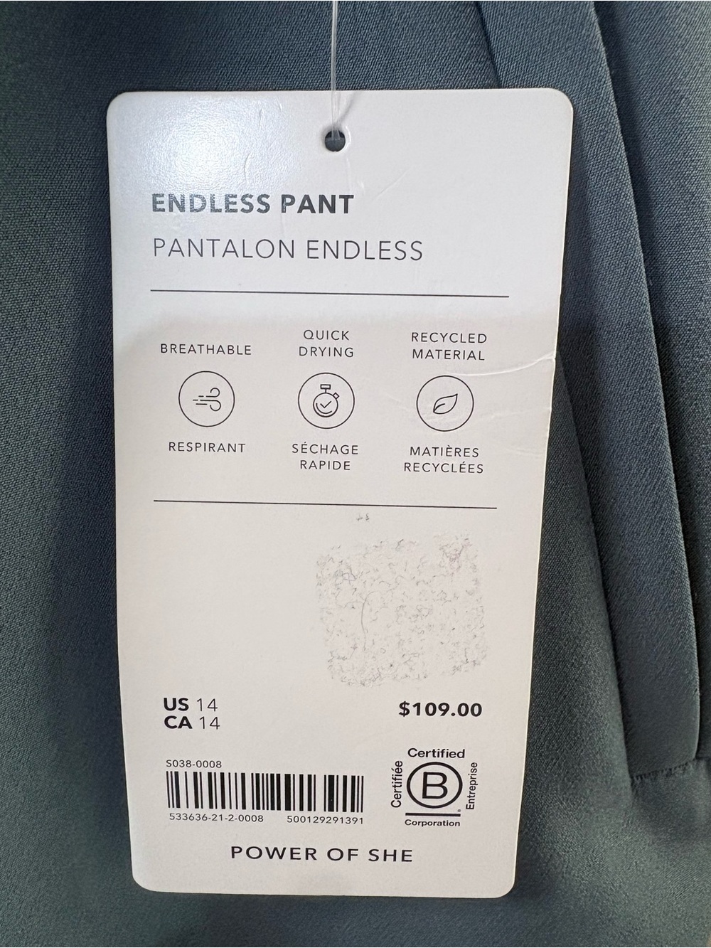 NWT Athleta Endless Pantalon High Rise Pant 14 blue gray 27” inseam - Picture 2 of 9